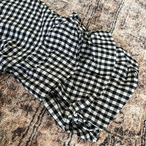 Lioness Women Esmeralda Wrap Top Gingham Black White Check Front Tie XS Stylish - Picture 14 of 15